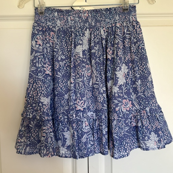EVEREVE floral flounce skirt color Chambray pink and blue sz 1 junior. - Picture 5 of 7